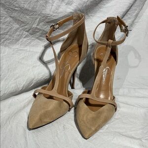 Jessica Simpson Tan T-Strap Heels